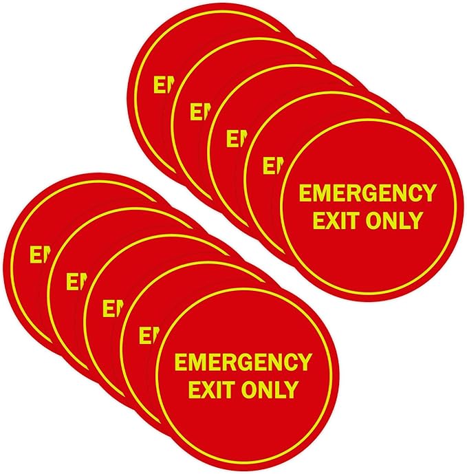 Signs ByLITA Circle Emergency Exit Only Sign (Red/Yellow) - Large 10 Pack