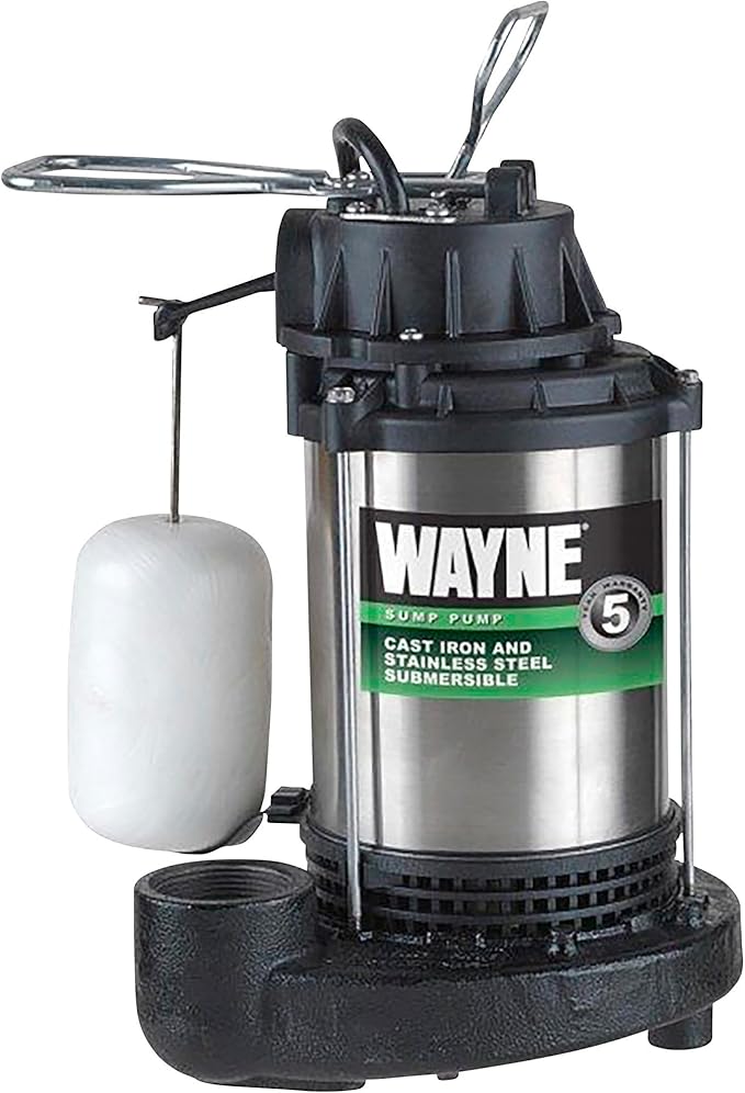 WAYNE - 3/4 HP Submersible Cast Iron and Stainless Steel Sump Pump with Integrated Vertical Float Switch - 5,490 Gallons Per Hour - Heavy Duty Basement Sump Pump