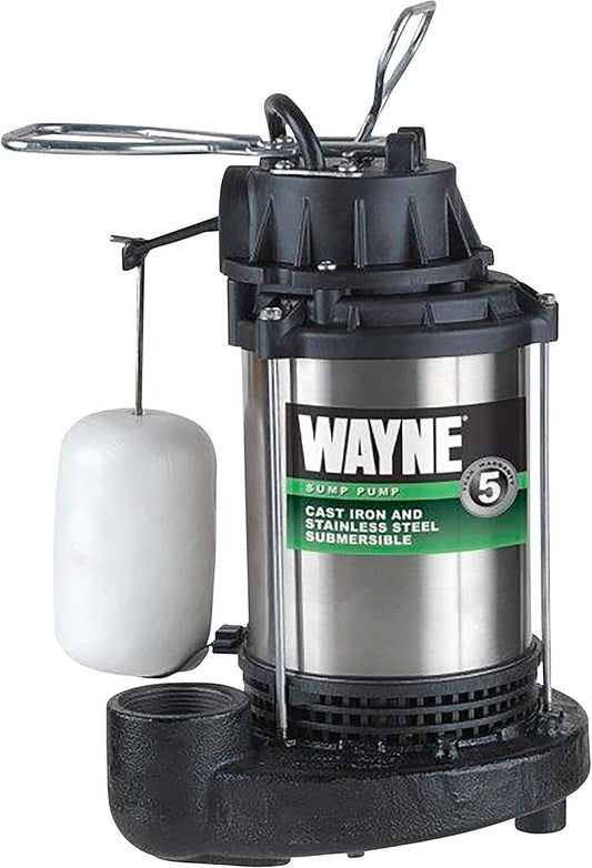 WAYNE - 3/4 HP Submersible Cast Iron and Stainless Steel Sump Pump with Integrated Vertical Float Switch - 5,490 Gallons Per Hour - Heavy Duty Basement Sump Pump