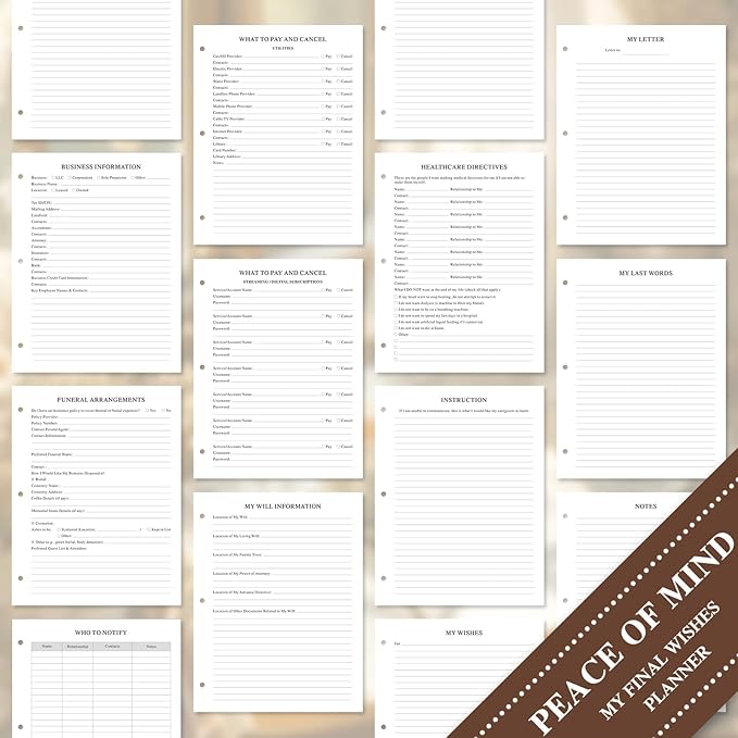 Lanpn End of Life Binder Organizer Death Planner 8.5"x11", Final Wishes & Estate Document Folder with 8 Dividers & 10 Letter Size Binder Pockets, When I Die Journal Before Death Life Plan Book, Blue
