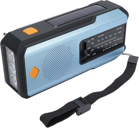 FTVOGUE Emergency Radio AM FM WB with Hand Crank Solar Charging 2000mAh Battery LED Flashlight SOS Alert for Outdoor Emergency and Power Outage
