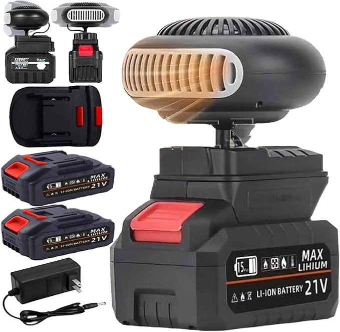 Battery Operated Heater, Battery Powered Heater, Ultra-Light/Ultra-Powerful/Rechargeable/Portable Battery Operated Space Heater, with Dual USB &1500mah Battery, for Camping/Office/Indoor (5-cell*2)