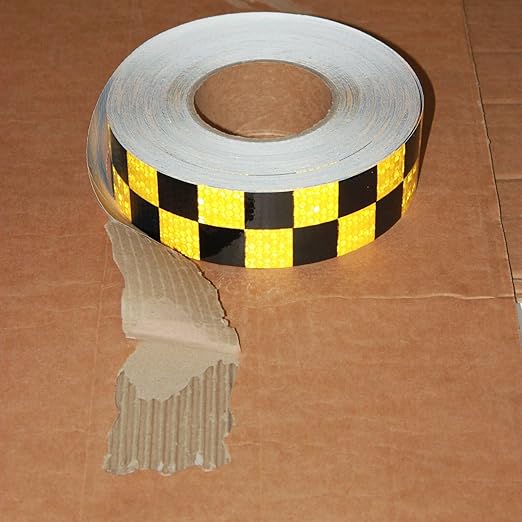 Reflective Tape Yellow Black 2 inch Wide for Cars, Outdoor Waterproof High Visibility Safety Warning Adhesive Strips (166 feet)