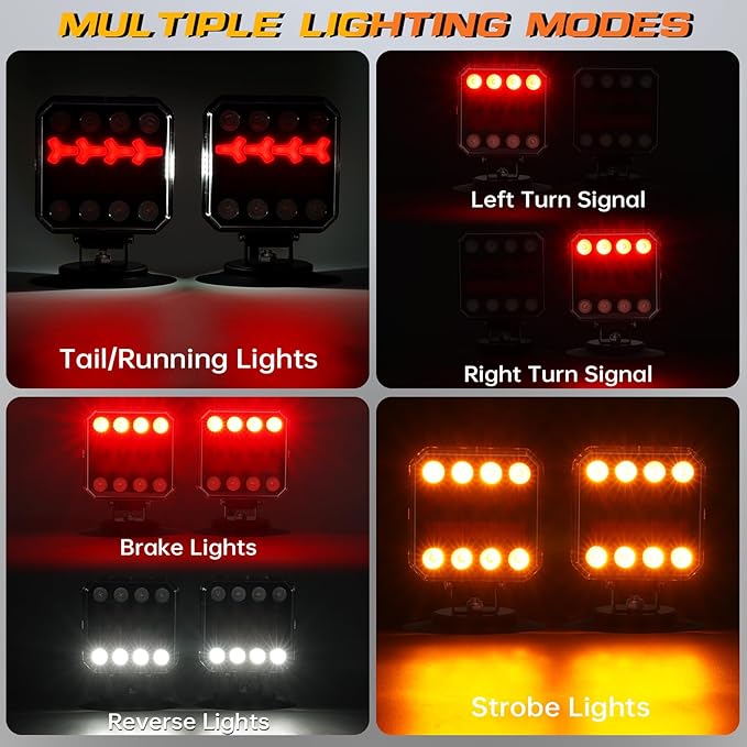 Wireless Trailer Lights, Rechargeable Magnetic LED Trailer Lights with Reverse Light, Portable Wireless Tow Tail Light Kit for Trucks, Boats, RVs, Campers, IP67 Waterproof