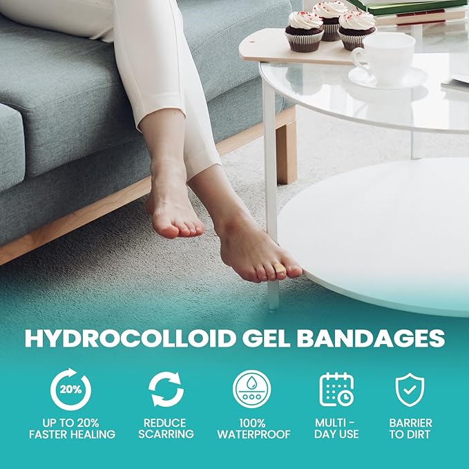 Blister Bandages Blister Pads - 28 ct Blister Cushions - Water Resistant Hydrocolloid Bandage for Foot, Toe, Heel - Gel Blister Bandages for Prevention & Recovery, Toe Pack