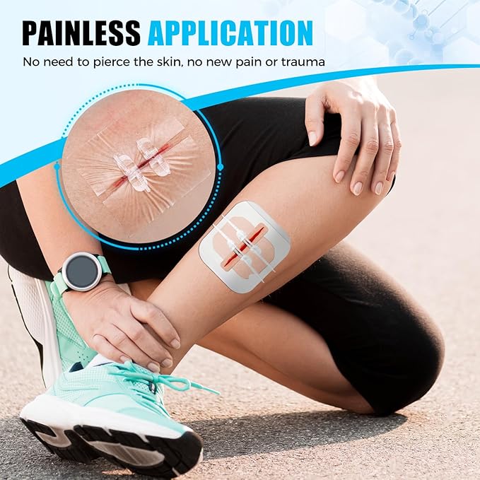 Senvok Butterfly Bandaids for Wound Closure, 2 Pcs Zip Stitch Wound Closure Strips, Surgical Laceration Repair Without Sew - Quick Clot - Emergency Wound Closures Device (PU)