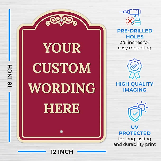 Custom Indoor/Outdoor Decorative Sign,Custom Personalized Ivory Border Sign, 12x18 Inches, ACM, Fade Resistant, Made in USA