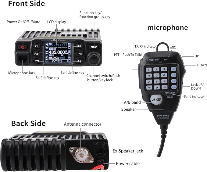 AnyTone AT-778UV Dual Band Transceiver Mobile Radio VHF/Uhf Two Way Radio