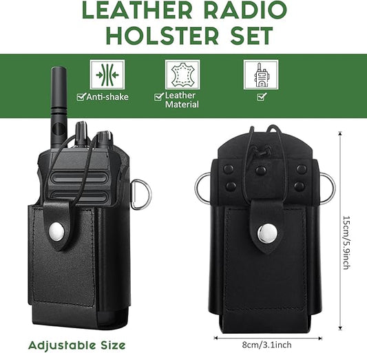 Eccliy Radio Strap Firefighter Leather Radio Holster EMS EMT Bundle Set with Belt, Strap, Anti-sway Tape for Firefighters, EMT, Police, Search and Rescue