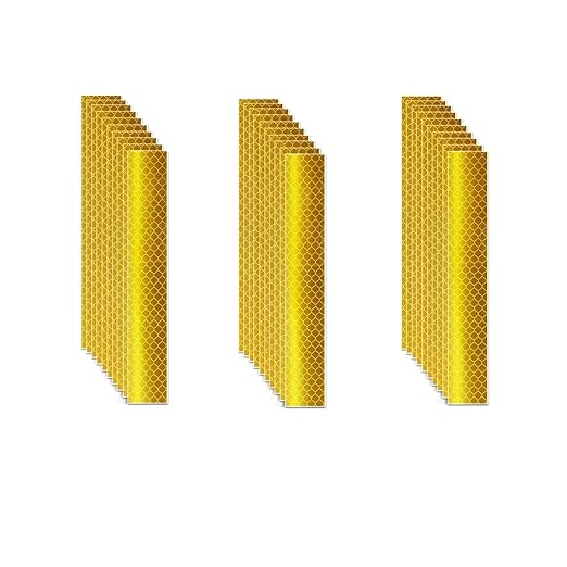 Yellow Reflective Stickers 1 inch X 6 inch, Outdoor Waterproof High Visibility Warning Safety Adhesive Reflector Tape (30 Pcs)