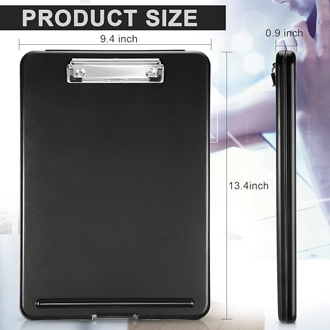 Mimorou 10 Pcs Clipboard with Storage Plastic Nursing Clipboard 9.5 x 13.5 Inch with Low Profile Clip Foldable Clip Board with Storage for Home Office Back to School Supplies
