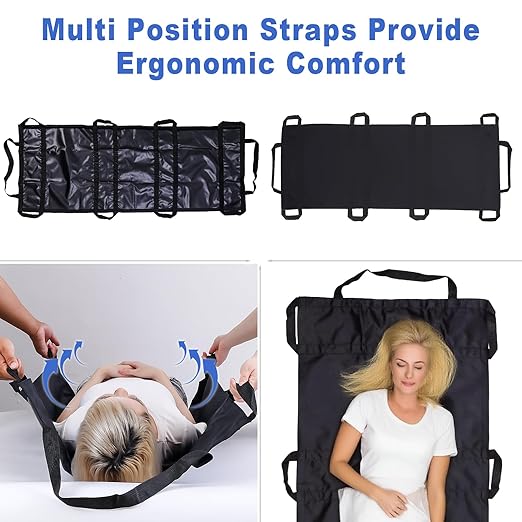Portable Transport Stretcher with 10 Handles – Lightweight Dog Stretcher & Gurney, Patient Animal Mover for Emergency Casualty Evacuation, 300lbs Capacity (Black) Large