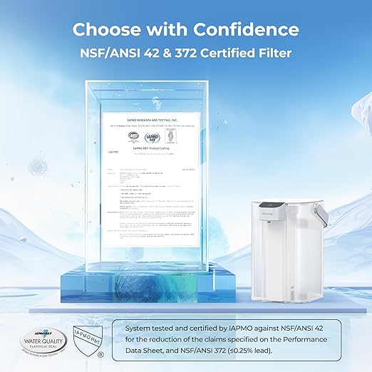Waterdrop 98% Chloramine Reduction Electric Water Filter Pitcher, Rechargeable Water Dispenser, Instant 200-Gallon 15-Cup Countertop Purifier, NSF/ANSI 42, Reduce PFOA/PFOS, Lead, White, with 1 Filter