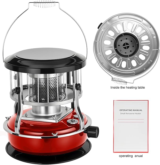 2 in 1 Portable Kerosene Heater Stove Kerosene Heaters for Indoor Use 9000 BTU Non Electric Heaters Indoor Outdoo for Camping Hunting Cooking and Emergency Heater Red