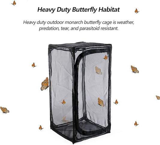 30" Heavy Duty Monarch Butterfly Habitat, Outdoor Collapsible Insect Mesh Cage Terrarium Pop-up with Zipper Protection