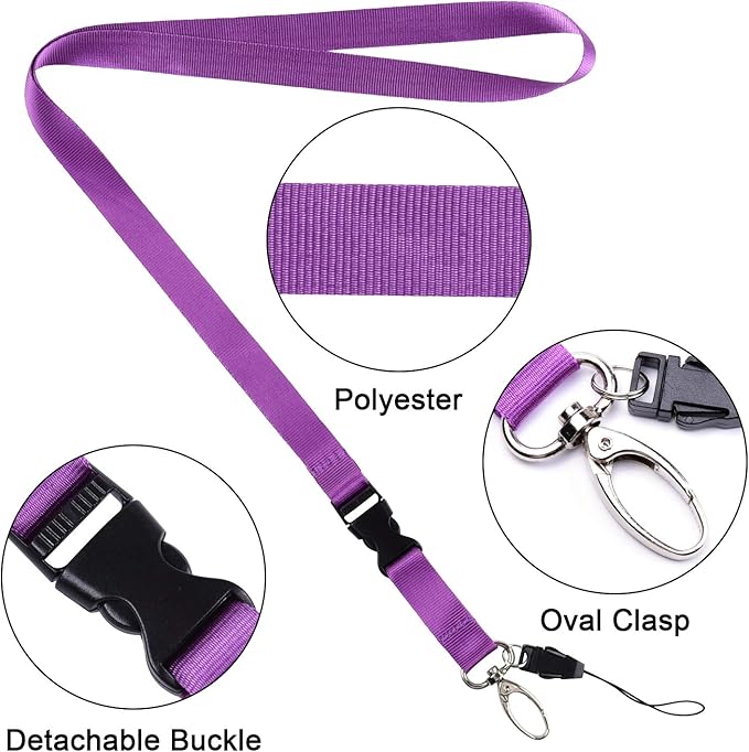 Cruise Lanyard Badge Holder, Wisdompro Vertical 2-Sided 2 Card Slot Waterproof Clear PVC ID Tag Holder with Ziplock and 20.8’’ Heavy Duty Detachable Neck Strap - 2 Set, Pink/Purple