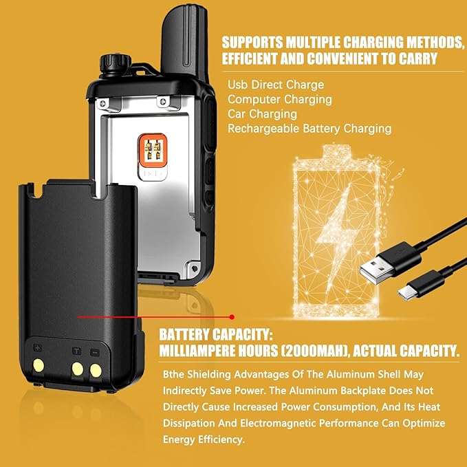 Nationwide Unlimited Range Walkie Talkies Poc Two-Way Radio Long Range,Pre-Installed SIM Card (Free for Life) Suitable for Fleet Dispatch/Construction Site Collaboration(Glossy Black 10)