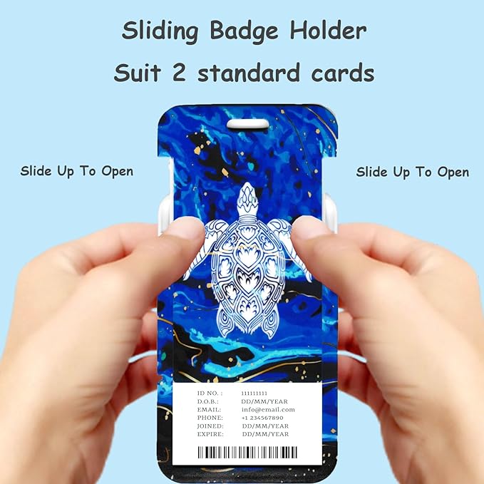 Badge Holder Lanyard Blue sea Turtle ID Card Holders Detachable Name Tag Clips Cute Funny Nurse Teacher Office Gifts Women Man Badge Holder (Sea Turtle)