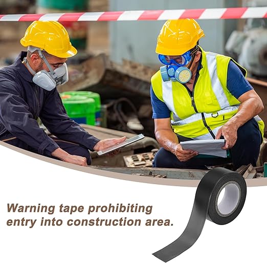 MECCANIXITY Flagging Tape,12 Pcs Non-Adhesive Plastic Neon Survey Marking Tape 1 Inch x 98 Feet for Tree Hunting Boundaries Hazardous Areas Marking Ribbon Black