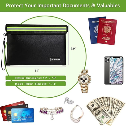 5200°F Fireproof Document Bag with Zipper (11"x7.9"), 8 Layers Fire Insulation, Fire & Water Resistant Storage Organizer Pouch for Cash, Important Papers and Valuables (Small)
