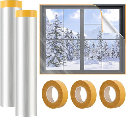 2PCS - 87'' x 197'' Window Insulation Kit, Window Insulation for Winter, POF Window Sealer for Winter, Insulates Indoor Windows Keep Warm for Weatherproofing Window Film for Winter Window Covering