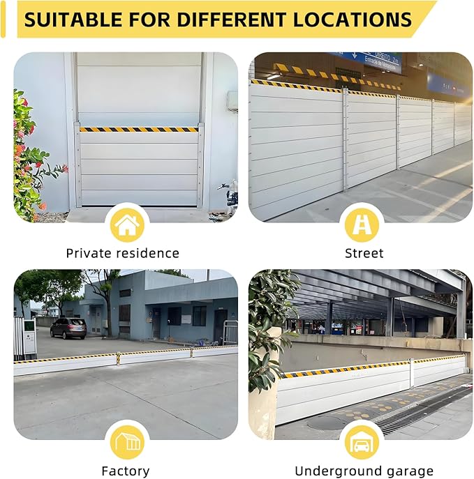 Aluminum Flood Barrier for Home, Custom Size Reusable Water Dam System for Garage, Basement, Doorways, Gates, Heavy Duty Stackable Baffle Flood Shield for Home & Commercial Use
