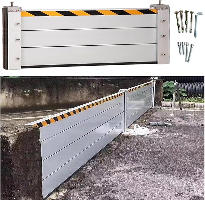 Reusable Aluminum Flood Barriers/Gates for Home Doors, 3/4/5/6/7/8/9/10/11/12/13/14/15/16/17/18ft Long Flood Prevention Barrier Water Stopper Shield for Outside/Indoor/Garage Door(H 2ft(60c
