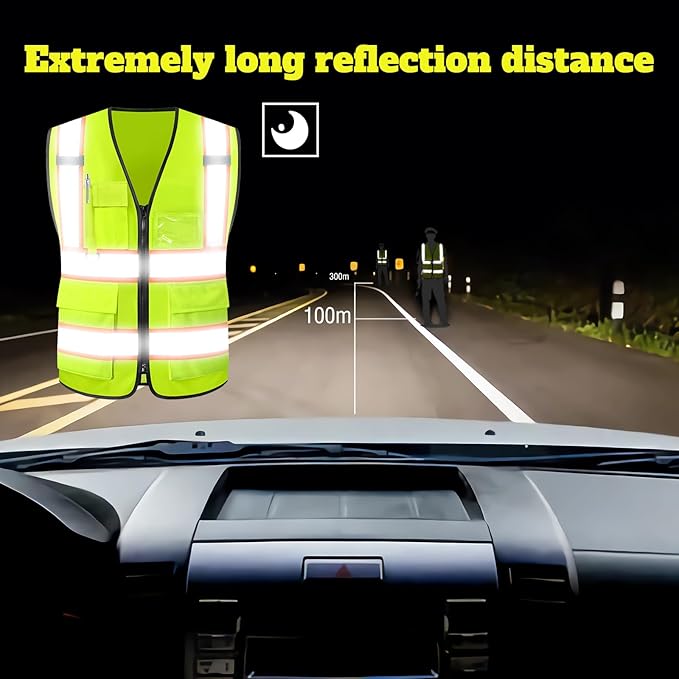 Custom Logo Safety Vest–Reflective High Visibility 2-Tone Work Vest for Men Construction Jacket Vests with Zipper Pockets