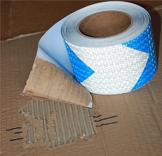 Reflective Tape Blue White 3 inch Wide for Automobile, Outdoor Waterproof High Visibility Safety Warning Adhesive Strips (166 feet)