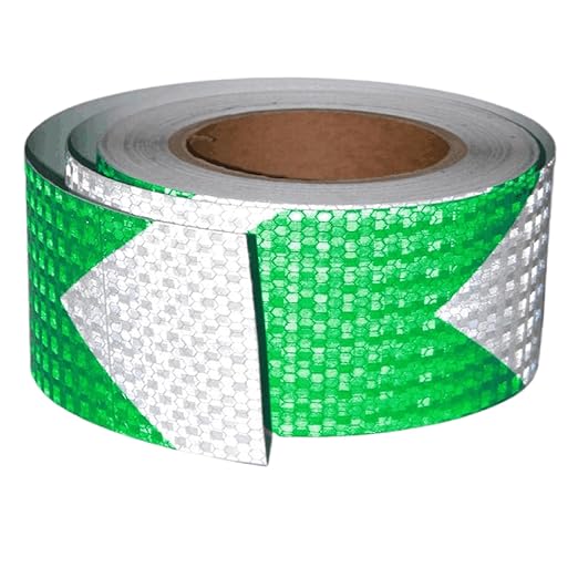 Reflective Tape Green and White 3 Inch x 68 Feet, Outdoor Waterproof Conspicuity Strong Adhesive Reflector for Vehicles