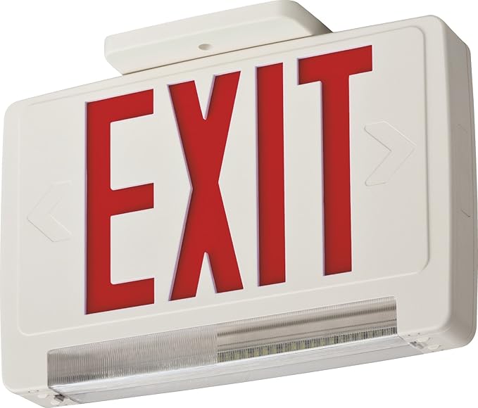 Lithonia Lighting ECBR LED M6 LED Exit and Emergency Light Bar Combo Fixture with Back Up Battery, 3 Watts, Damp Listed, Red Letters