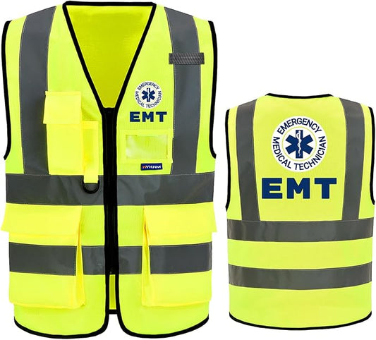 Reflective Security Safety Vests Heavy Duty with 7 Pockets and Front Zipper
