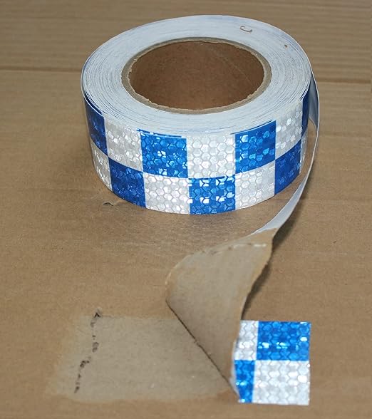 Reflective Tape Blue and White 2 inch Wide for Cars, Outdoor Waterproof High Visibility Safety Warning Adhesive Strips (66 feet)