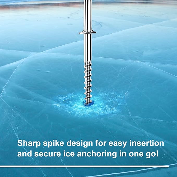 Ice Anchor Tool Kit for Ice Fishing Shelter, Includes 1 Drill Adapter, 4 Threaded Pegs, 1 Storge Bag, and 1 Impact Socket, Heavy Duty Ice Fishing Tent Stakes, Portable Ice Shelter Setup Tools