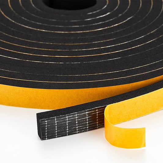13 Feet Weather Stripping Door Seal, 1" Wide X 3/4" Thick Door Seal Strip High Density Foam Tape Adhesive Strip for Door Soundproofing,Window Insulation (1" x 3/4" x 13FT,Black)