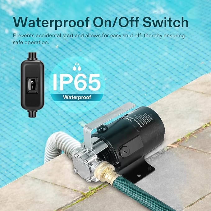 VIVOSUN 115V Water Transfer Pump, 1/10HP 330 GPH Portable Electric Utility Pump with ON/OFF Switch and Water Hose Kit, Ideal for Removing Water from Gardens, Hot Tubs, Pools, Ponds, and More