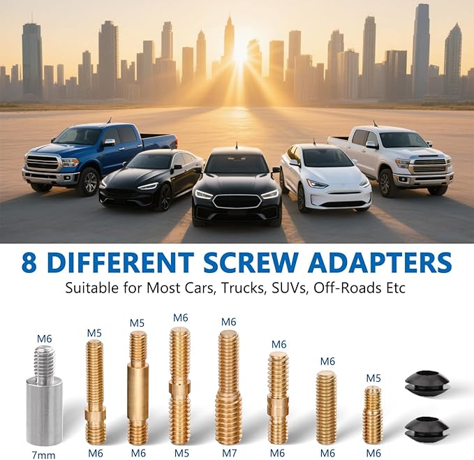 4 Inch Car Truck Short Antenna, Aluminum Car Antenna Replacement Mast Vehicle Stereo AM FM Radio Antennas for Cars Trucks Pickups Off-Roads