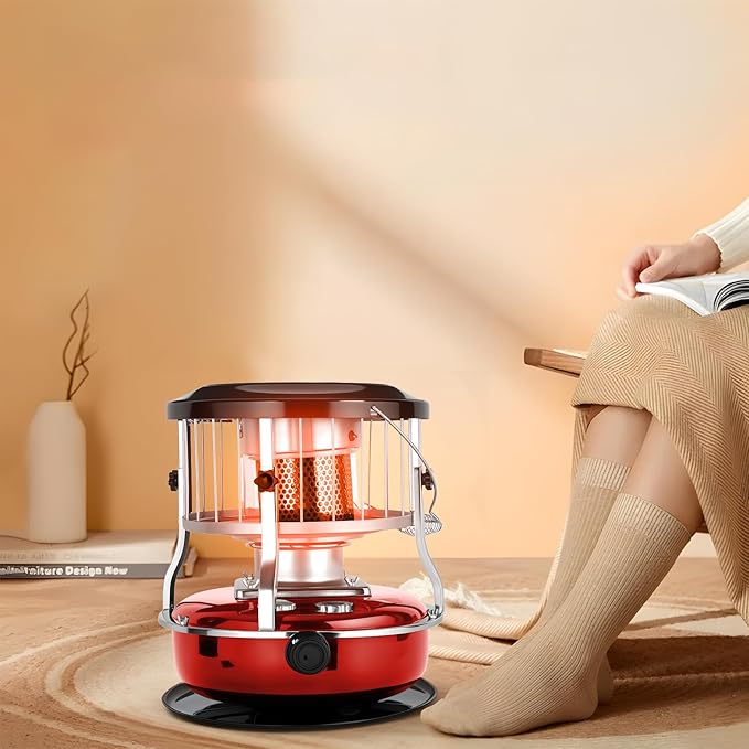 2 in 1 Portable Kerosene Heater Stove Kerosene Heaters for Indoor Use 9000 BTU Non Electric Heaters Indoor Outdoo for Camping Hunting Cooking and Emergency Heater Red
