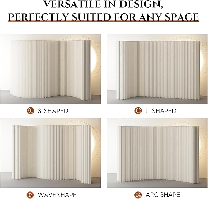 Foldable Room Divider Privacy Screens Movable Temporary Wall Space Partition, 5.25~9.19 FT Tall, 6.56~16.4 FT Width, Choice of Various Sizes and Styles