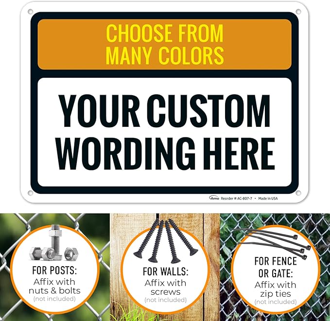 Custom Personalized Signs For Home, Office, Business, Delivery, Decor, Indoor/Outdoor Use Black Border Sign, 10x7 Aluminum Inches, Rust Free .040 Aluminum, Fade Resistant, Made in USA