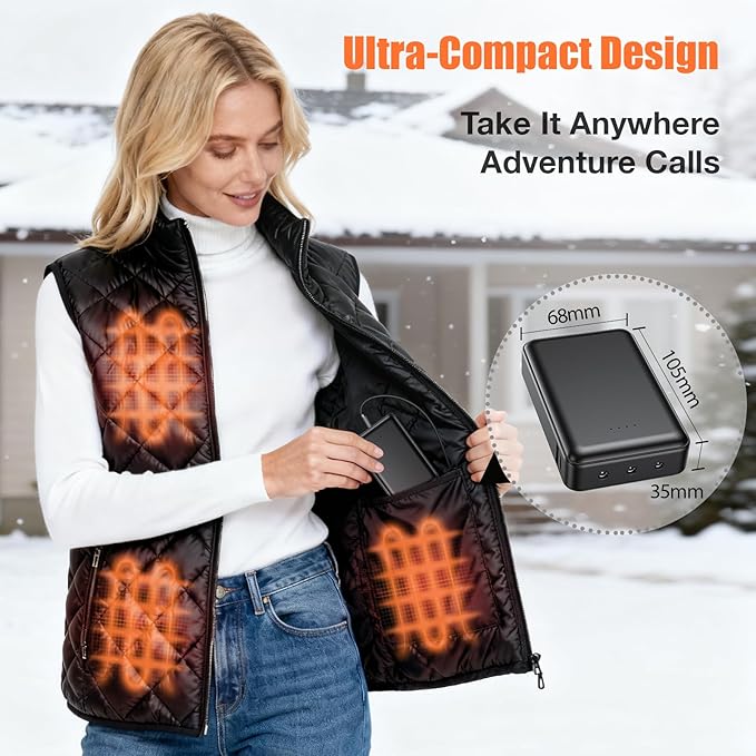 20000mah 7.4V Battery Pack for Heated Vests Jackets Suit for ORORO,Venustas, 5V2A Rechargeable Power Bank for Heated Vests Jackets Hoodies Pants Coat for Men Women Heating Vest