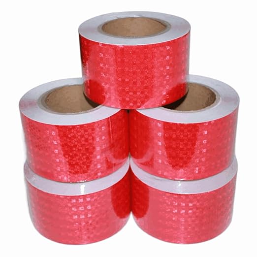 Red Reflective Tape Outdoor Waterproof 3 inch Wide for Trailer, High Visibility Safety Warning Adhesive Strips (66 feet, 5 Rolls)