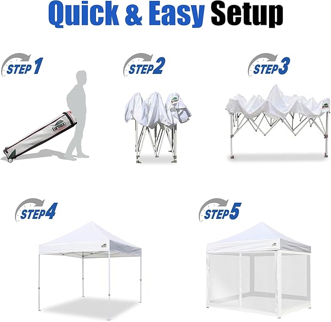 Eurmax USA 10'x10' Pop-up Canopy Tent Commercial Instant Canopies with 4 Removable Zipper End Screen Wall kit and Roller Bag, Bonus 4 SandBags(Forest Green)
