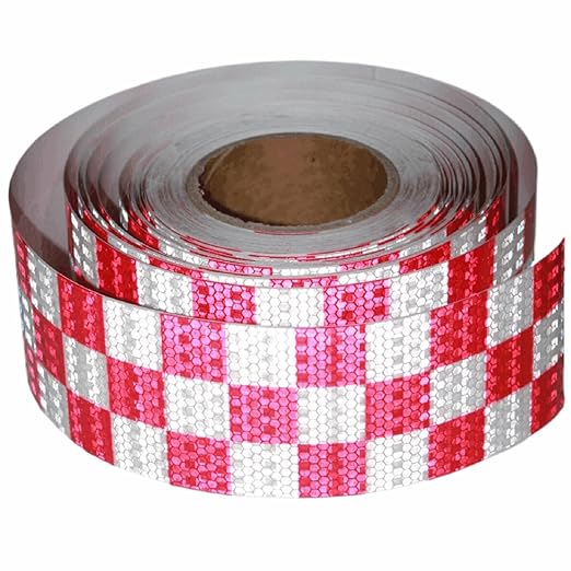 Red and White Reflective Tape Outdoor Waterproof 3 inch X 66 feet, High Visibility Conspicuity Safety Industrial Marking Tape