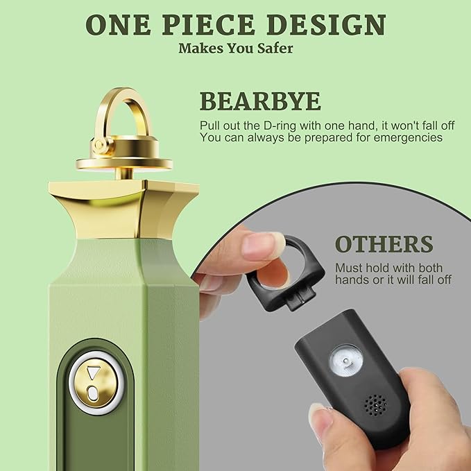 Personal Safety Alarm for Women, Rechargeable Door Alarm and Window Alarm, 125dB Self Defense Alarm with Strobe Light, Safe Sound Personal Alarm with Matching Wrist Key Chain(Elegant Khaki)