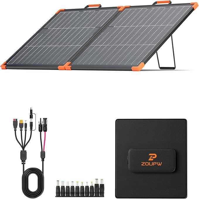 N-Type 16BB 110W Bifacial Portable Solar Panel, 25% High Efficiency Composite Foldable Solar Charger, RV Essentials, IP67 Waterproof for Camping RV Offgrid Living