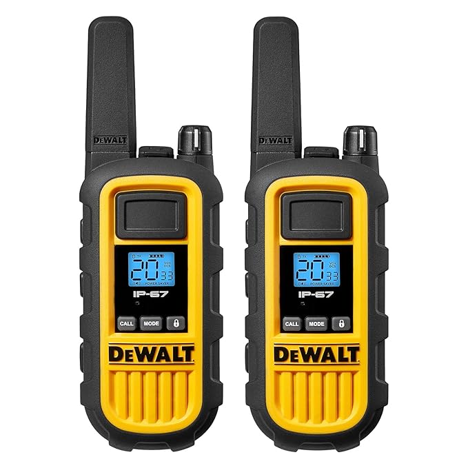 DEWALT FRS Walkie Talkies Long Range 2 Way Radio, 2 Watt, Waterproof & Rechargeable, 6 Pack with 6 Mics & Gang Charger, DXFRS800BCH6-RM1