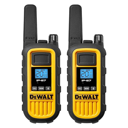 DEWALT FRS Walkie Talkies Long Range 2 Way Radio, 2 Watt, Waterproof & Rechargeable, 6 Pack with 6 Mics & Gang Charger, DXFRS800BCH6-RM1