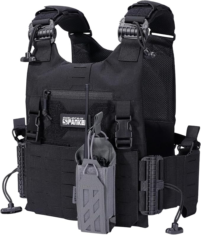EXCELLENT ELITE SPANKER Tactical Universal Radio Holster Holder Molle Radio Pouch Adjustable for Duty Belt,Vest for Two Ways Walkie Talkie