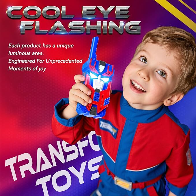 Transform Walkie Talkies for Kids Toys Stocking Stuffers for Kid Boys Girls, 3 Pack with Cool Light-Up Eyes & 2500 FT Range, Outdoor Camping Toys, Birthday Gifts for Boys Girls Ages 3-12